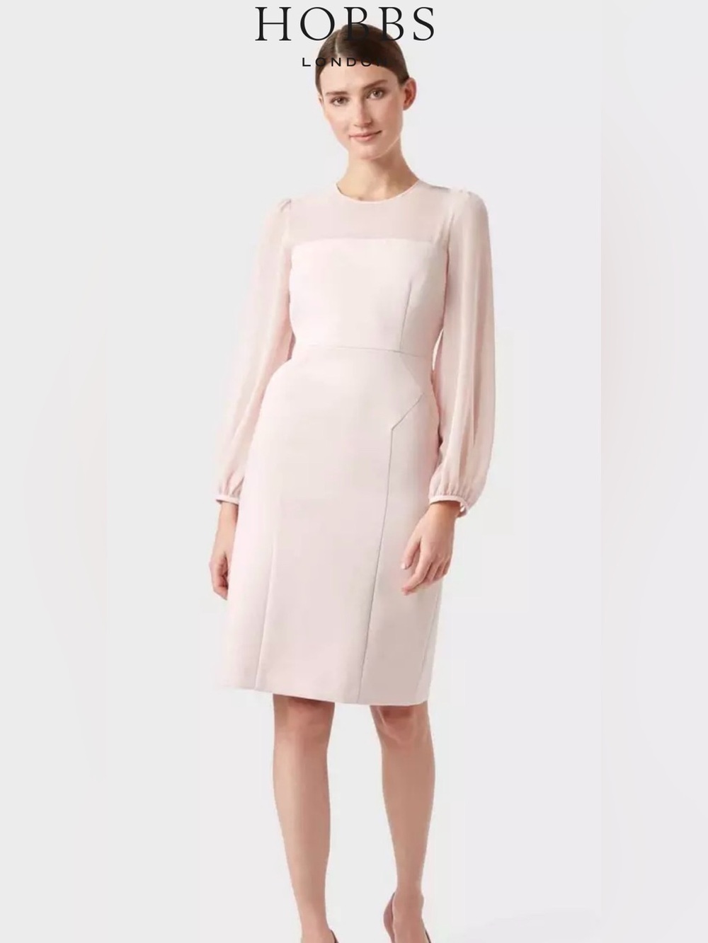 Hobbs London NWOT Mila Shift Dress in Pale Blush